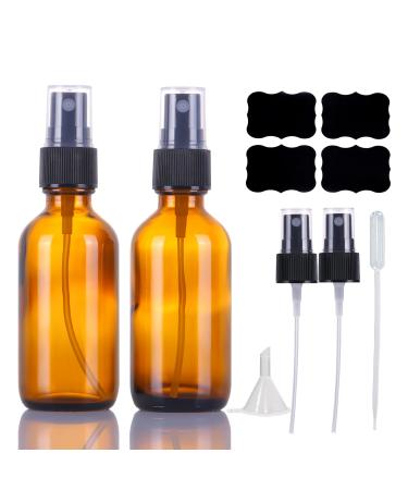 60ml brown las spray bottle empty small refillable reusable travel fine fog spray bottles for hair cleaning aromatherapy and essential oil with additional fog spray (2 pieces) 2 x 60ml amber