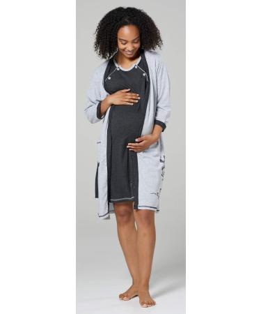 Happy Mama Maternity Nursing Nightdress Robe Set Giraffe Print 1165 - Grey & Graphite (Size 12-14) - Buy Online on SooperMarket.com
