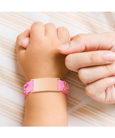 Customized Kids Safety ID Bracelet with Cute Butterfly Design | Personalized Anti-Lost Wristband for Boys and Girls | Pink Rose Gold Medical Alert Bracelet with Emergency Contact Info - Buy Online on SooperMarket.com
