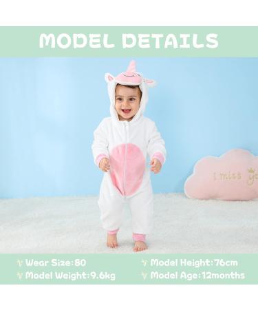 COOKY.D Baby Hooded Rompers | Winter Flannel Jumpsuit Pajamas | 18-24 Months | White - Buy Online on SooperMarket.com