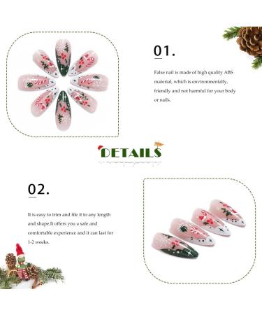 Vatocu Christmas False Nails - Short Red Press on Nails with Snowflakes, Elk, and Snowman Designs - 24pcs for Women and Girls - Buy Online on SooperMarket.com