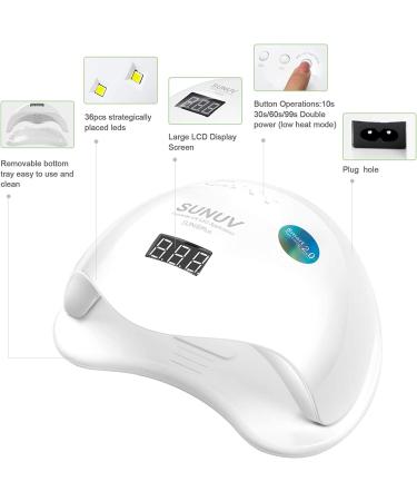 SUNUV 48W UV LED Nail Lamp for Gel Polish Manicure and Pedicure - Professional Dryer with Sensor and 4 Timers - Valentine Gift for Girls Women - Buy Online on SooperMarket.com