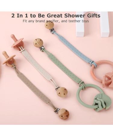 Eoopoon 2 Pack Silicone Pacifier Clips for Baby Boys and Girls - BPA Free, Flexible, Durable - Sand Light Grey - 3 Month+ Teether Toys - Buy Online on SooperMarket.com
