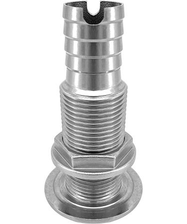 iSure Marine Stainless Steel 1 Barbed Straight Thru-Hull Drain Connector with Nut - Boat Plumbing Fittings for Boats, Yachts, Marine - Buy Online on SooperMarket.com