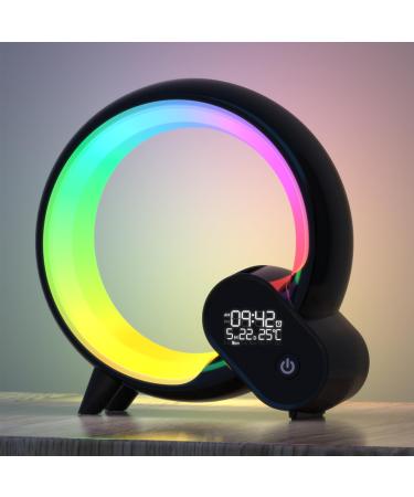Light alarm clock with app control sunrise simulation 10 alarms & slumber mode with 16 million.Adjustable LED colors 15 natural noises and Bluetooth speakers black V1.3