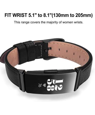 Leather Wrist Band Compatible with Inspire HR/Inspire/Inspire 2 - Black Strap for Men and Women - Buy Online on SooperMarket.com