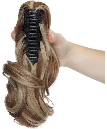 Claw Clip in Ponytail Hair Extension Synthetic Hair Extensions Hairpiece One Piece Long Pony Tails 12inch Curly - Light Brown & Ash Blonde - Buy Online on SooperMarket.com