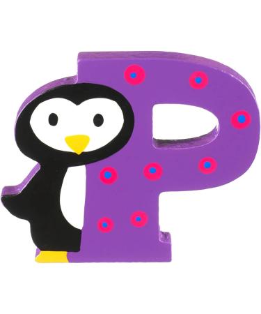 Orange Tree Toys Wooden Letter P - Penguin Theme Alphabet Animal Letter for Personalized Baby Name Toy Box, Door, Wall Decor - Nursery Decor for Boys and Girls - Buy Online on SooperMarket.com