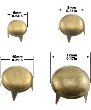 ACTENLY 160pcs Bronze DIY Nailhead Round Dome Studs Assorted Kit for Leathercraft Rivet Metal Punk Spikes - 6/8/10/12mm - Buy Online on SooperMarket.com