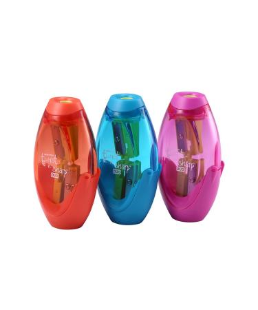 Bostitch Office Twist-N-Sharp Manual Pencil Sharpener 2 Holes for Standard and Jumbo Pencils with Ratchet Technology 1 Sharpener Random Color 1-Pack