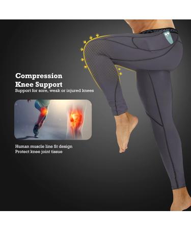 Buy Boomcool Men's Compression Pants - XXL Black/Gray Running Trousers with Pockets for Fitness Gym Yoga & Cycling | International Shipping Available - Buy Online on SooperMarket.com