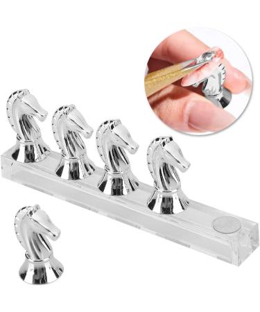 Glomora Nail Stand Horse Head Nail Tip Practice Rack Magnet Adsorption False Nail Display Support Holders for False Nail Tip Manicure Tool Home and Salon Use (Silver) - Buy Online on SooperMarket.com