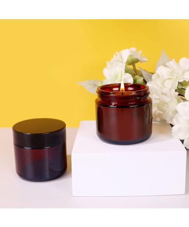 2 oz Amber Glass Jars 15 Pack - Refillable Cosmetic Containers with Inner Liners and Black Lids for Lotion, Ointments, Makeup, Slime, and Travel - Buy Online on SooperMarket.com