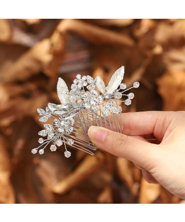 Edary Bridal Crystal Wedding Hair Comb - Flower & Leaf Hair Accessories for Women & Girls (2 Pack) - Buy Online on SooperMarket.com