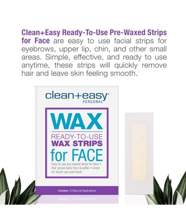 Clean + Easy Facial Wax Strips - No Heating Required - 12 Ct - Hair Removal Touch-Ups - Buy Online on SooperMarket.com