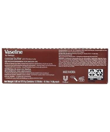 Buy Vaseline Lip Balm Cocoa - 12 Pack Box | Moisturizing & Nourishing | International Shipping Available - Buy Online on SooperMarket.com