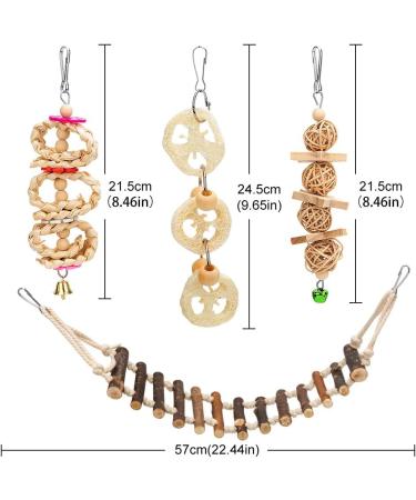 8 Pack Natural Wood Bell Bird Swing Toy for Parrots and Small Birds - Buy Online on SooperMarket.com