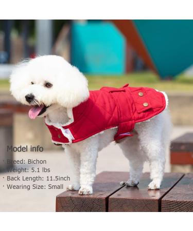 KYEESE Dog Cold Weather Coat - Cozy Padded Sherpa Jacket for Small Dogs - Red - Medium - Buy Online on SooperMarket.com