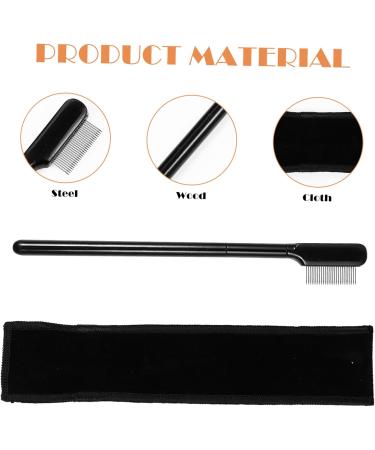 PLAFOPE 1 Set Eyelash Comb Eyelash Grooming Tool Lash Separator Lash Tools for Extensions Brow Brush with Bag Metal Mascara Comb Woman Wooden Handle Single Sided Beauty Comb - Buy Online on SooperMarket.com