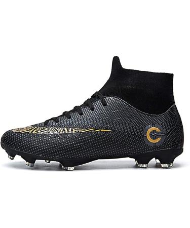 WLY Men's Soccer Boots FG Cleats 9.5 Black - Hightop Athletic Shoes for Competition/Training - Buy Online on SooperMarket.com