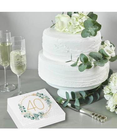 40th Birthday Decoration Napkins - 40 Eucalyptus & Gold Green Paper Napkins for Men & Women | Perfect for 40th Birthday Party Decor - Buy Online on SooperMarket.com