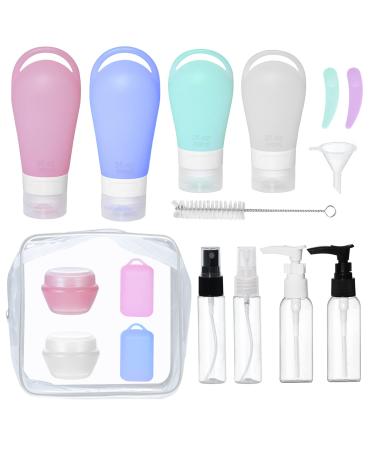 Silicone travel bottles travel bottle 16 pieces of silicone travel bottles set TSA-tested run-off batches for shampoo lotion conditioner shower gel etc.