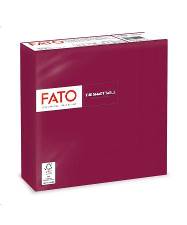 FATO-disposable paper napkins ideal for informal lunch and buffets pack with 40 napkins size 38x38 4-folded 2-layer color bordeaux 100% pure cellulose paper FSC burgundy