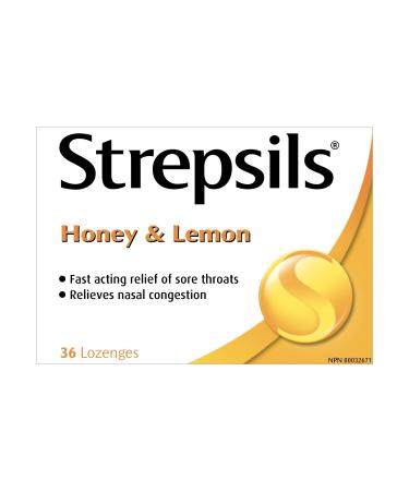 Strepsils Fast and Effective Relief for Sore Throat Lozenges Honey and Lemon 36 count