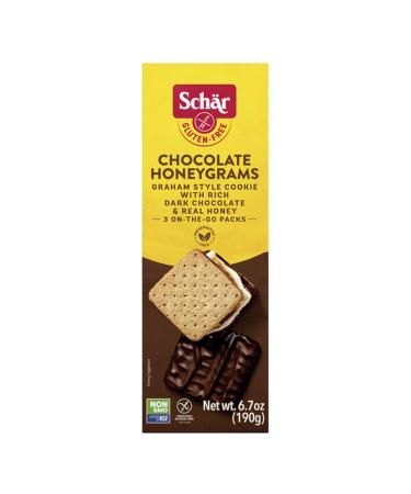 Schar Gluten Free Chocolate Honeygrams Crackers with Rich Dark Chocolate and Real Honey - 6.7 Ounce (Pack of 1)