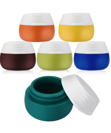 Nuogo 6 Pcs Travel Containers for Toiletries Silicone Cream Jars Refillable Bottles Small Sample Portable Leak Proof Accessories with Lid Cosmetic Makeup (Fresh Colors)