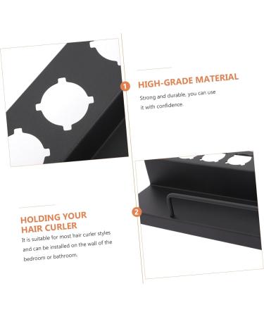 FOYTOKI Curling Iron Rack Hair Curler Holder Wall Mounted Curler Holder Kickstand Black Stainless Steel - Buy Online on SooperMarket.com