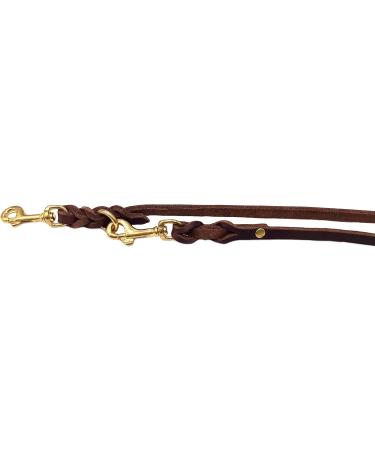 Premium Dog Liner Grease Leather Brass Leash - Adjustable 3.50m x 8mm for Small & Large Dogs - Durable Dark Brown - Buy Online on SooperMarket.com