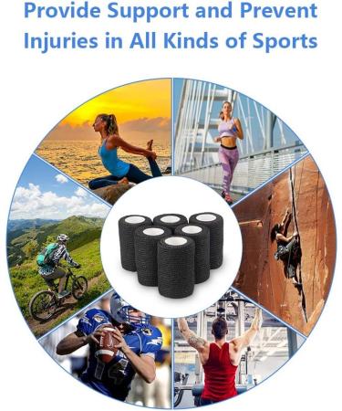 Buy Cojj 16 Pcs Self-Adhering Cohesive Bandage - 7.5cm x 4.5m Waterproof Elastic Bandage for Humans & Animals - Black - Buy Online on SooperMarket.com