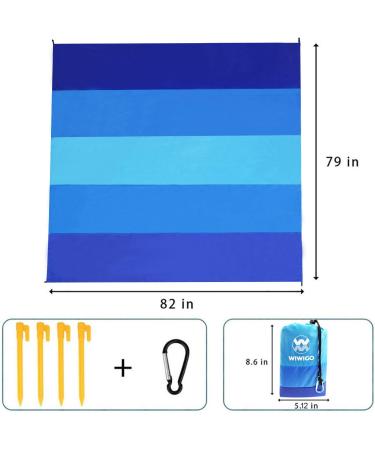 WIWIGO Sandproof Beach Blanket 79 X 83 - Waterproof Outdoor Picnic Mat for Travel, Camping, Hiking - Blue - Buy Online on SooperMarket.com
