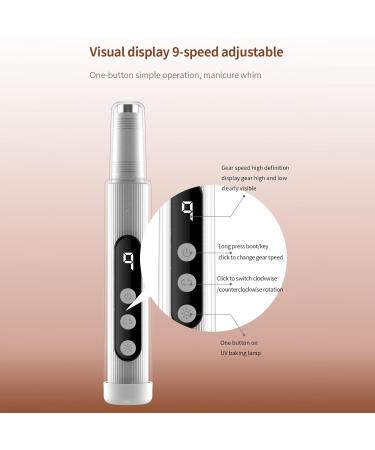 Multi-Functional Grill Lamp Nail Polisher - 9 Speeds USB Charging On-Screen Display 18000RPM - Buy Online on SooperMarket.com
