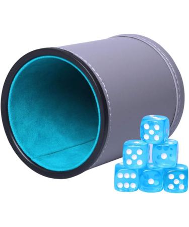 PU Leather Dice Cup Set - Quiet Shaking for Various Games - Includes 6 Regular Dice - Lake Grey - Buy Online on SooperMarket.com