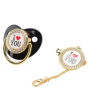 Bling Baby Pacifier Set - Non-Toxic & Healthy | 'I Love You' Design - Perfect for Parties | Stylish Loss-Prevention Features - Buy Online on SooperMarket.com