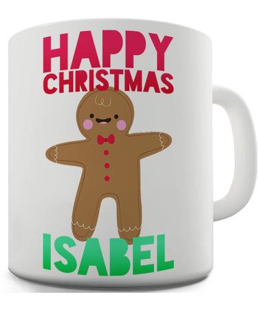 Berry Prints 11 OZ Personalised Happy Christmas Gingerbread Man Coffee Mugs for Tea Hot Chocolate - Ceramic Cups for Valentine Birthday Gift Home and Office