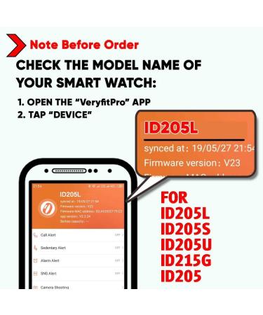 ZURURU 19mm Soft Silicone Replacement Bands for Veryfitpro ID205 Series Fitness Watch (Black) - Buy Online on SooperMarket.com