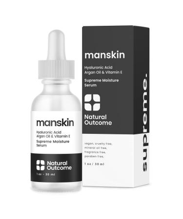 Natural Outcome Man Skin Supreme Moisture Serum Mens Serum I Mens Anti-Aging Day & Night Facial Serum I Advanced Moisture Serum with Hyaluronic Acid  Argan Oil & Vitamin E