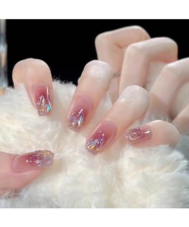 24PCS Press on Nails Short Glue on Nail for Women Shiny French False Nails Fake Nails False Nail with Glue for Girl Nail Art - Buy Online on SooperMarket.com