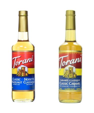 Torani Hazelnut Classic Flavour Syrup 750 Milliliter & Classic Caramel Syrup 750 milliliters 750 ml (Pack of 1) Syrup + Classic Caramel Syrup