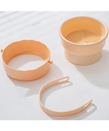 AWOCAN 3-in-1 Makeup Brush Cleaner Bowl Foldable Portable Cleaning Tool for Brushes Powder Puffs Sponges (beige) - Buy Online on SooperMarket.com