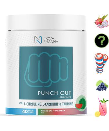 Nova Pharma Punch Out Pre Workout Powder L-Carnitine and Antioxidant-Rich Pre Workout Supplement Boost Stamina and Endurance for Gym Training and Workouts - 40 Servings (Watermelon) - Buy Online on SooperMarket.com