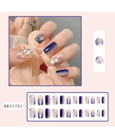 Torribala Ice Blue Gradient Camellia Wearable Nails for Finished Art Finished Nails Fine Workmanship - Buy Online on SooperMarket.com