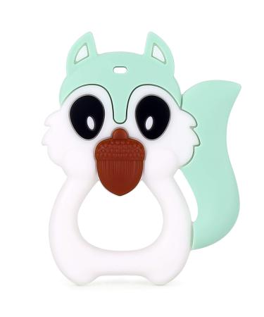PREMYO Squirrel Teething Ring for Babies Cooling - Teething Aid Made of Silicone BPA Free Soft - Relieves Teething Pain - Mint