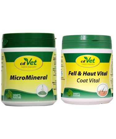 CDVet Micromineral Hund & Cat 500g - Dietary supplement for pets with minerals and trace elements & CDVET Natural products fur & skin vital dog & cat 400 g - supplementary feed 500 g bundle with fur & skin vital