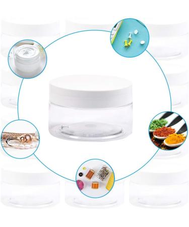 12PCs Clear Mini Plastic Containers - 100ml/80g Empty Small Cans for Creams DIY & Roben Cosmetics - Wide Mouth with Lid - Buy Online on SooperMarket.com