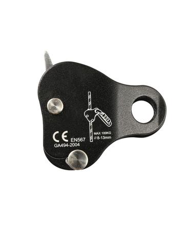 QKDS Climbing Rope Grab, High Strength Self Locking Safety Protective, Climbing Ascender Fall Protection Belay Device Climbing Rope Grip Clamp for Rock Climbing Mountaineering(Black), free size