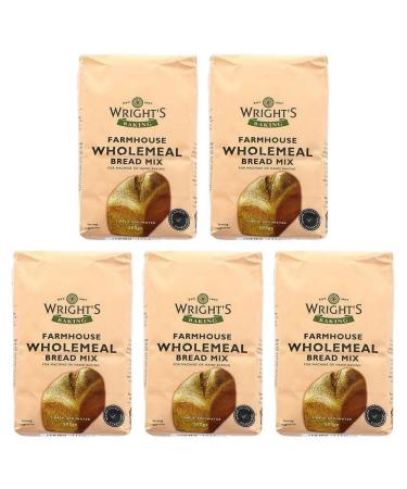 wright's | Farmhouse Wholemeal bread mix 5X500g | Simply Add Oil and Water | For Machine or Hand Baking | Suitable for Vegetarians
